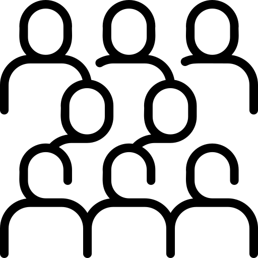 Minimalistic illustration of eight people