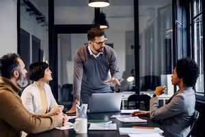 Diverse coworkers in a meeting