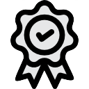 Grey icon of a certificate badge