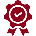 Garnet certificate icon with a check mark in it