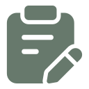 Green icon of a pen and paper