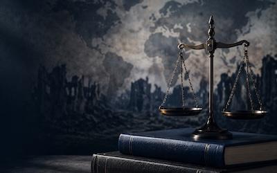 photo of justice balance scales on top of a set of books
