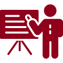 Garnet icon of a person teaching on a board