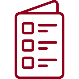 red icon of a fact sheet book