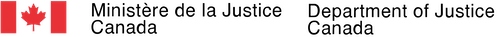 official logo of the department of justice with the Canadian flag next to it