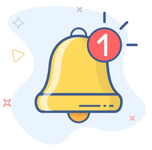 image of a bell with a red notification that has a one next to it